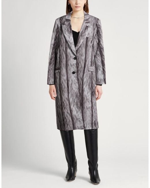 MEIMEIJ Gray Overcoat & Trench Coat Polyester