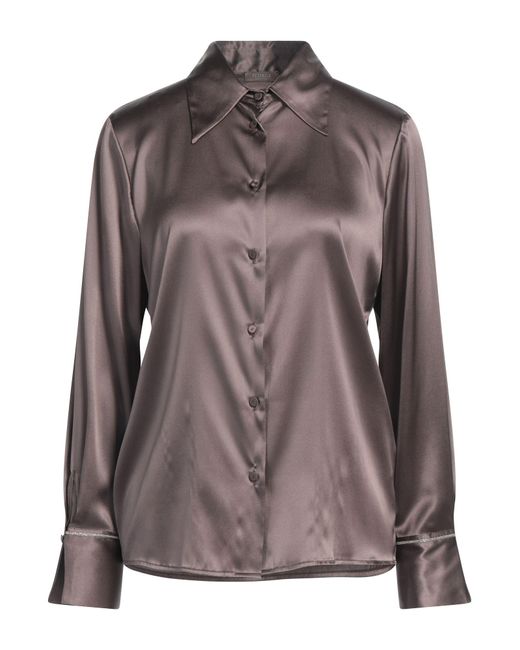 Peserico Brown Dark Shirt Silk, Elastane