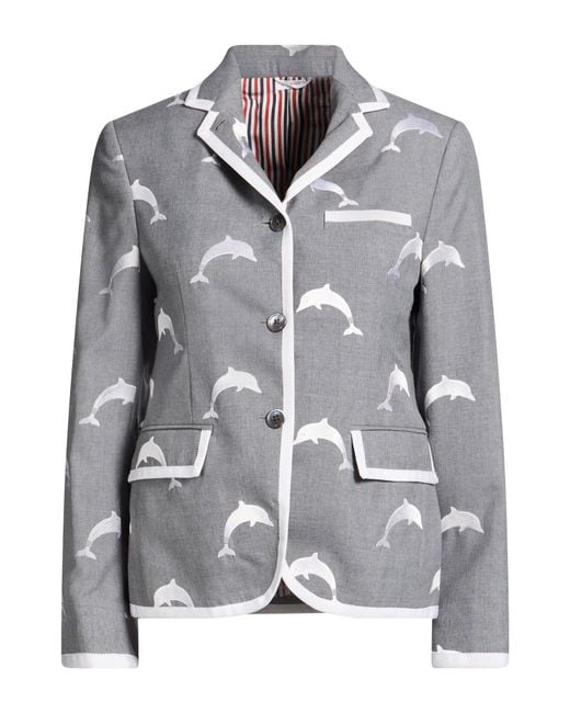 Thom Browne Gray Blazer Wool, Polyester