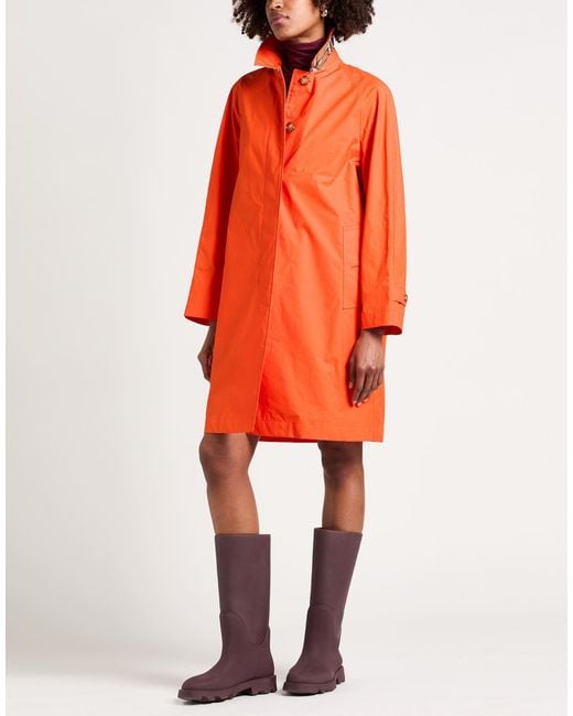 Burberry Orange Overcoat & Trench Coat Cotton, Elastane