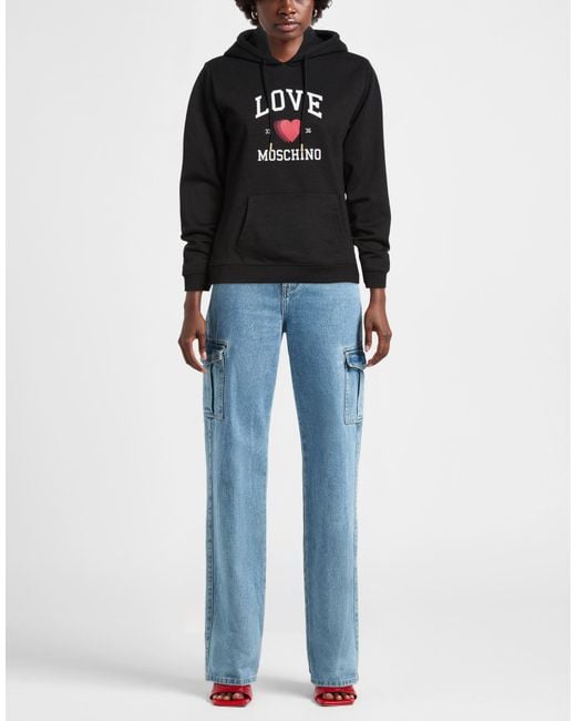Love Moschino Black Sweatshirt Cotton, Polyester