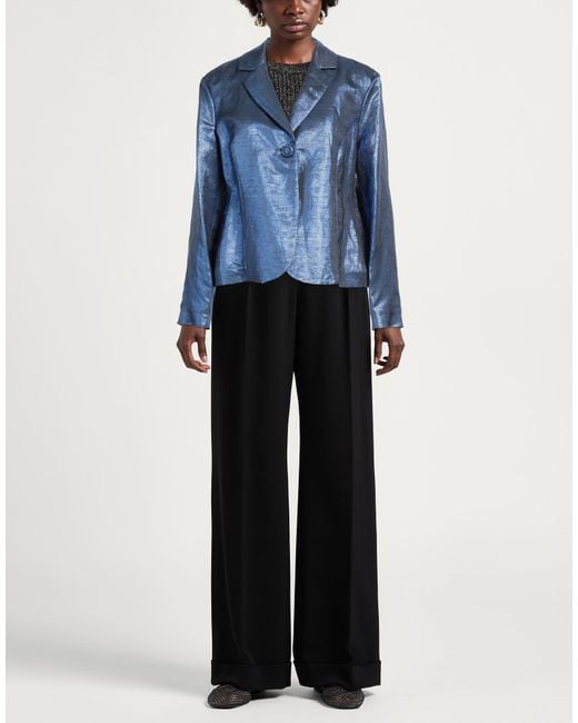 Maliparmi Blue Blazer Viscose, Linen, Polyester