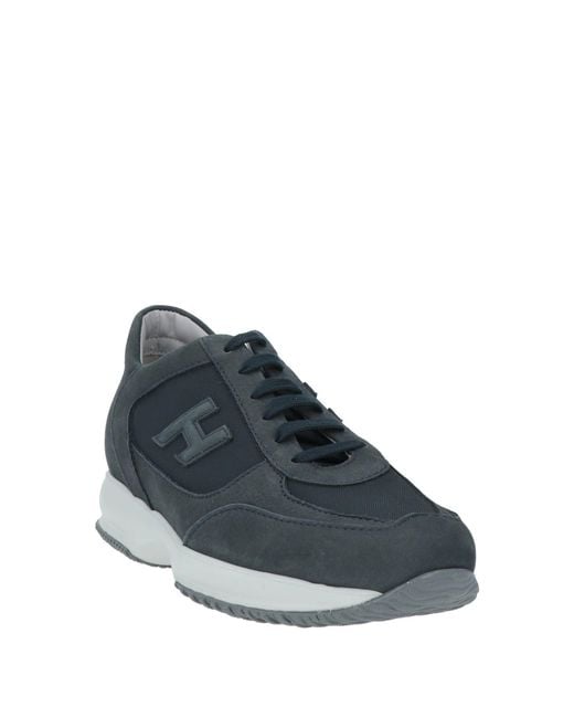 Hogan Blue Slate Sneakers Textile Fibers, Soft Leather for men