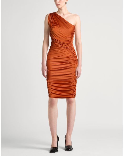 Rick Owens Orange Midi Dress Viscose