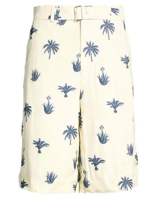 Jil Sander Natural Ivory Shorts & Bermuda Shorts Viscose, Polyester for men