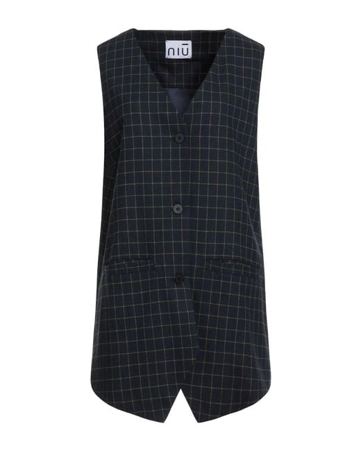 Niu Blue Midnight Tailored Vest Viscose, Polyester, Wool, Elastane