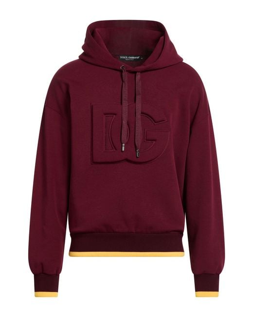 Dolce & Gabbana Red Burgundy Sweatshirt Cotton, Polyester for men
