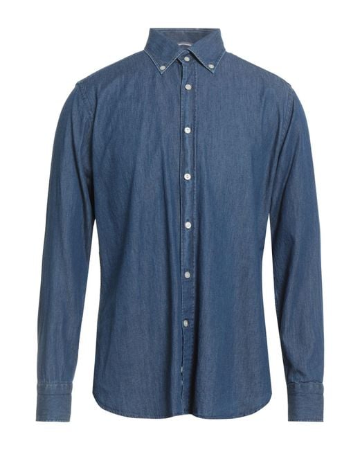 Tintoria Mattei 954 Blue Denim Shirt Cotton for men