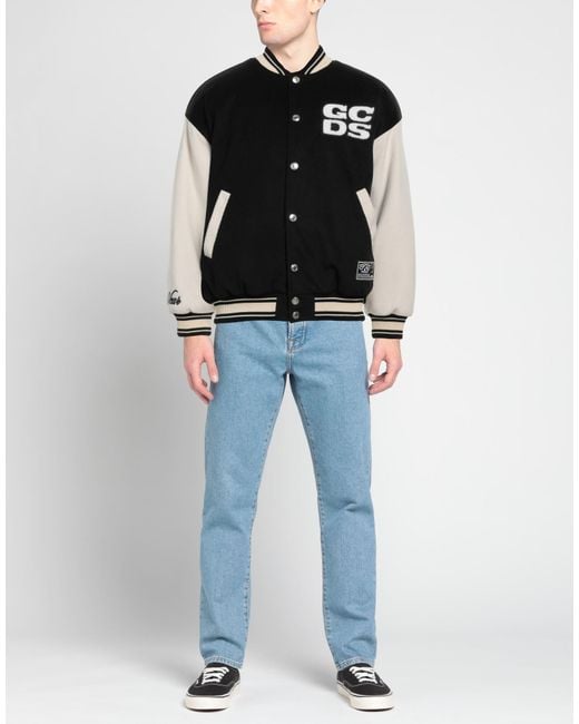 Gcds Black Two-Tone Logo-Patch Bomber Jacket for men