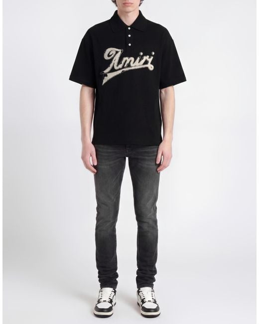 Amiri Black Polo Shirt Cotton for men