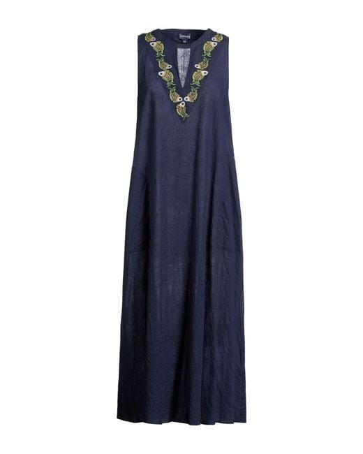Vilebrequin Blue Midi Dress Cotton, Linen