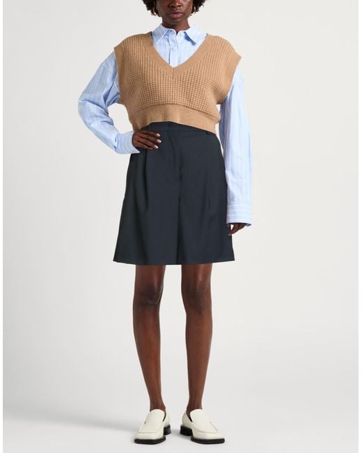 Weekend by Maxmara Blue Midnight Shorts & Bermuda Shorts Virgin Wool