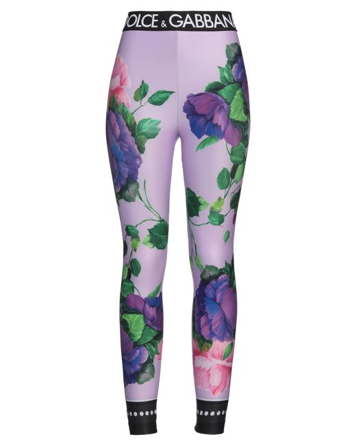 Dolce & Gabbana Purple Leggings Polyamide, Polyester, Elastane