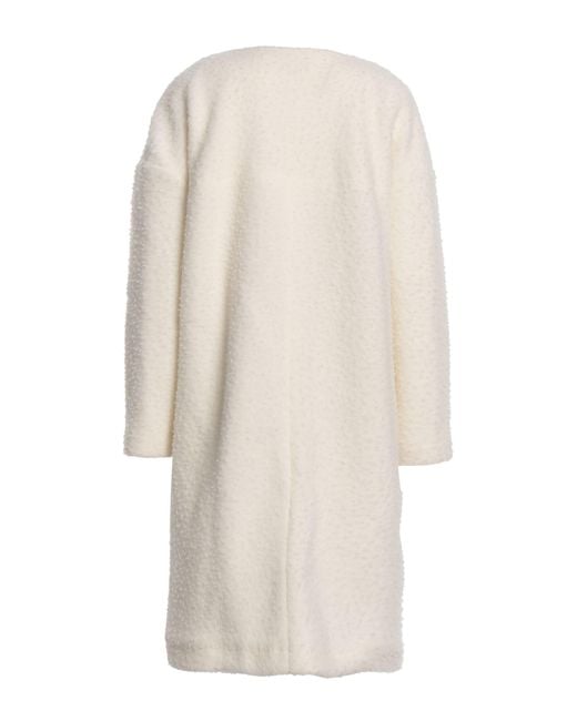 Max Mara White Ivory Coat Polyester, Wool