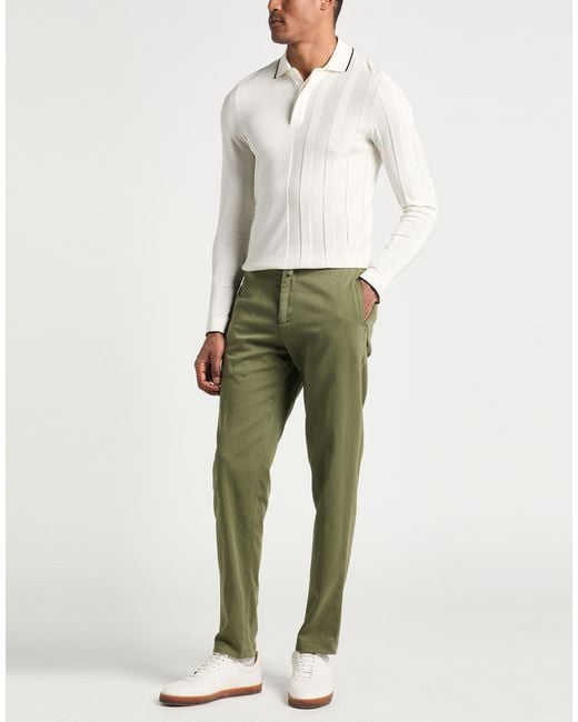 Kiton Green Military Pants Cotton, Linen, Elastane for men