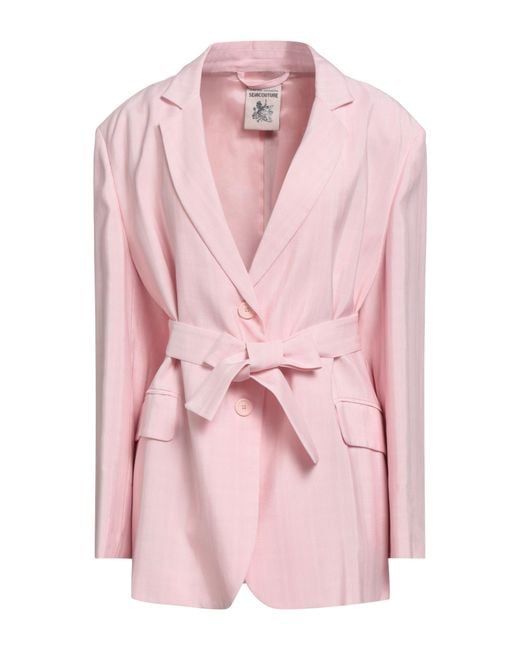 Semicouture Pink Blazer Viscose, Polyester