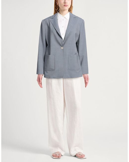 Eleventy Blue Pastel Blazer Wool, Elastane