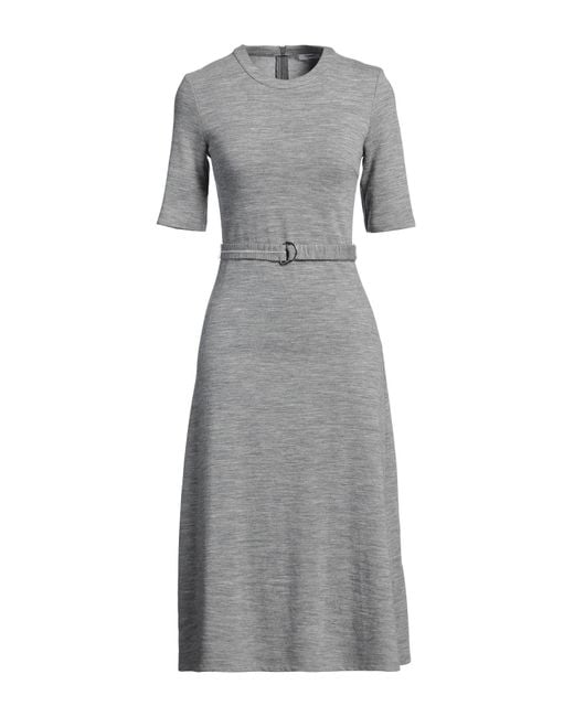 Peserico Gray Midi Dress Virgin Wool, Cotton, Polyamide