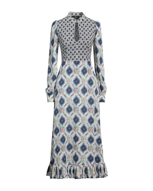 Etro Gray Midi Dress Polyester, Elastane