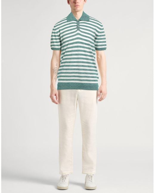Daniele Fiesoli Green Polo Shirt Linen, Cotton for men