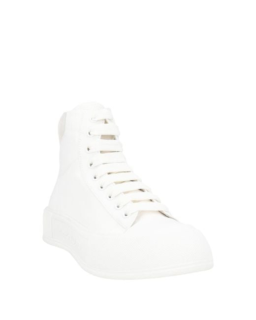 McQueen White Sneakers Leather, Textile Fibers for men