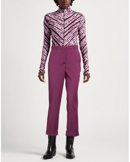 Pinko Purple Pants Wool, Polyester, Viscose, Elastane