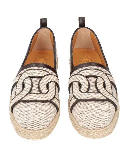 Tod's White Espadrilles Textile Fibers, Leather