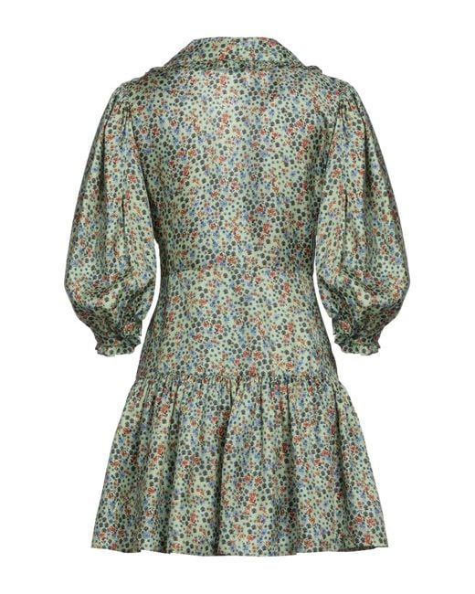 Sandro Green Floral-print Silk-twill Mini Dress