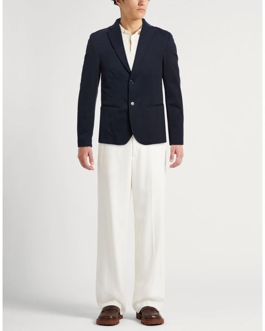 Daniele Alessandrini Blue Midnight Blazer Cotton, Polyamide, Elastane for men