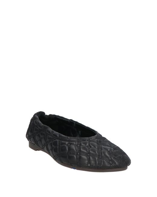 Burberry Black Gesteppte Leder -Sadler -Ballett -Flats