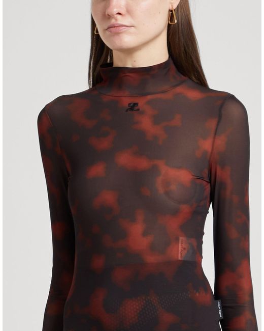 Courreges Brown T-Shirt Polyester, Elastane