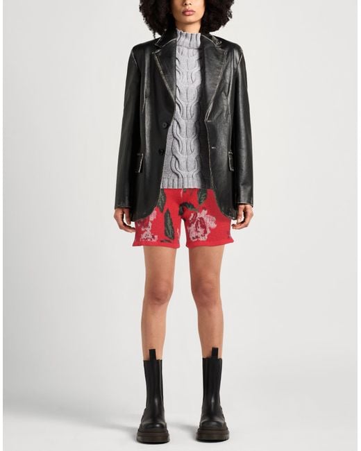 Magda Butrym Red Shorts & Bermuda Shorts Wool, Viscose, Polyamide, Polyester