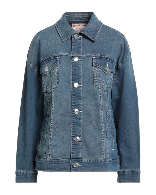 True Religion Blue Denim Outerwear Cotton, Polyester, Rayon, Elastane