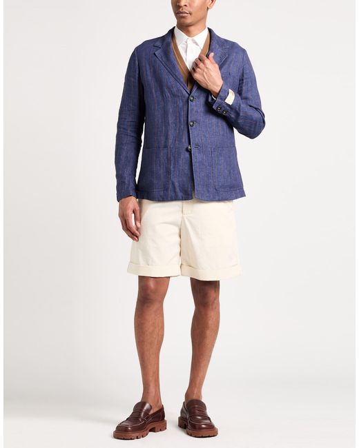 Massimo Alba Blue Blazer Linen, Elastane for men