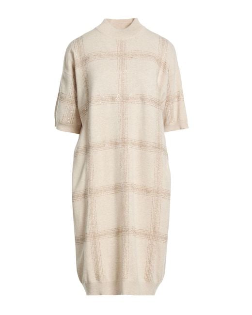 Brunello Cucinelli Natural Midi Dress Virgin Wool, Cashmere, Silk