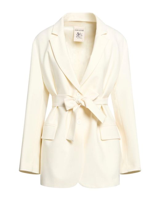 Semicouture Natural Blazer Polyester, Virgin Wool, Elastane