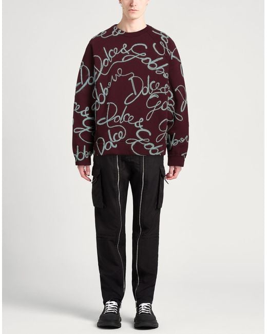 Dolce & Gabbana Purple Burgundy Sweatshirt Cotton, Polyester, Wool, Acrylic, Alpaca Wool for men