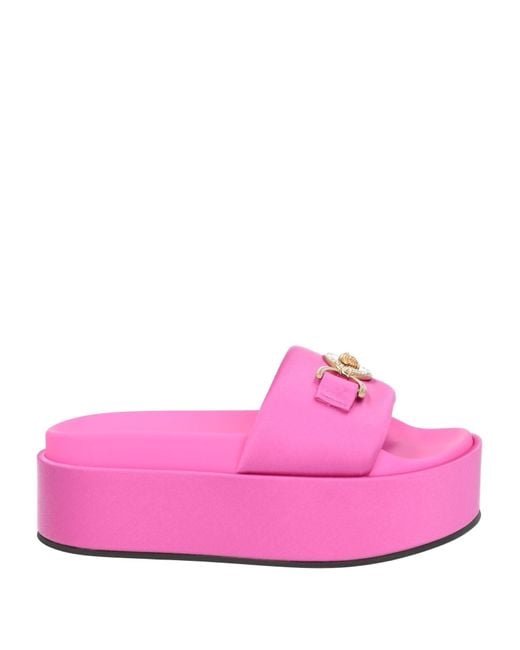 Versace Pink Medusa Biggie Satin Platform Sandals