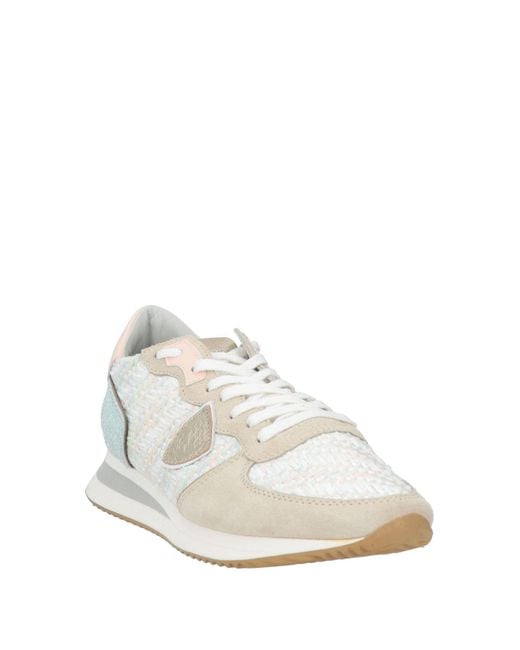Philippe Model White Sneakers Leather, Natural Raffia