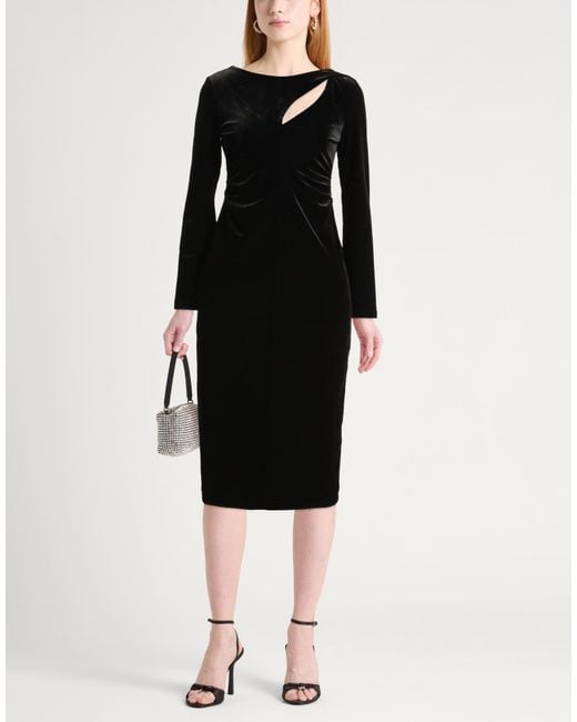 ARMANI EXCHANGE Black Midi Dress Polyester, Elastane
