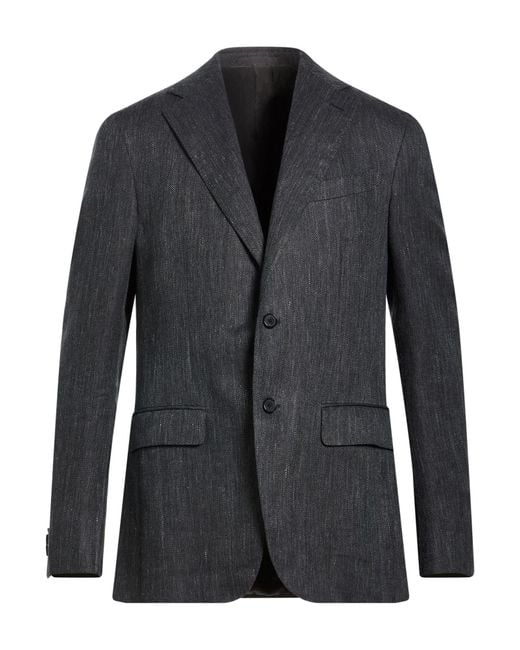 Caruso Black Per Braun Blazer Linen, Wool for men