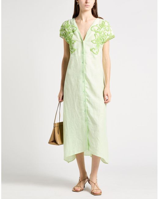 Ermanno Scervino Green Light Midi Dress Linen
