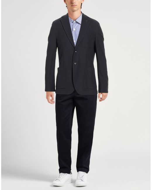 Paoloni Blue Blazer Cotton, Polyamide, Elastane for men