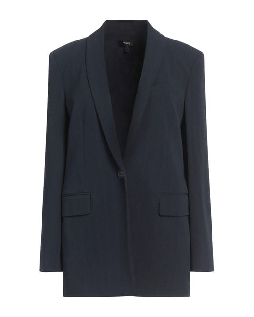Theory Blue Midnight Blazer Triacetate, Polyester