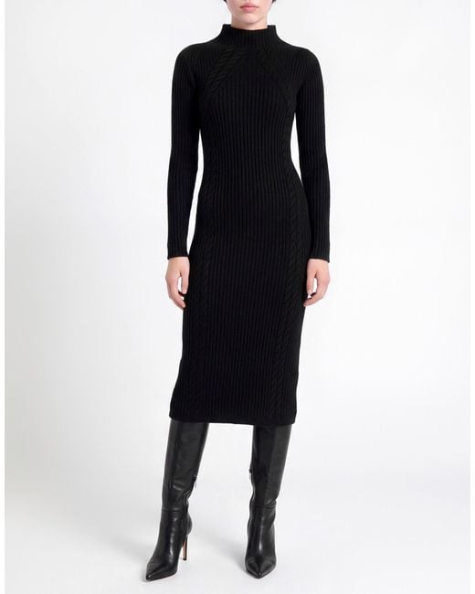 Max Mara Black Midi Dress Wool, Cashmere