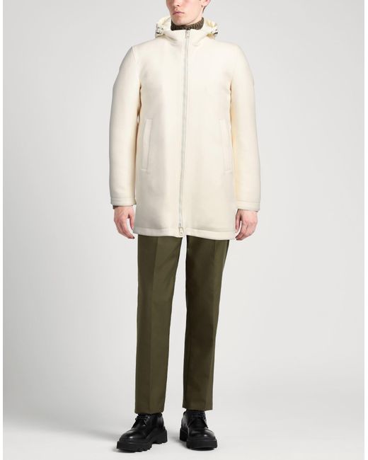 Herno White Ivory Coat Wool, Polyamide for men