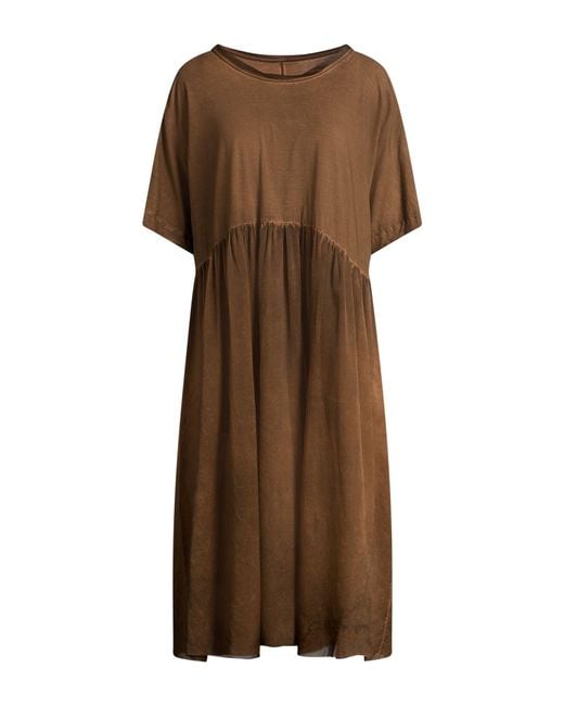 Uma Wang Brown Midi Dress Cotton, Elastane, Silk