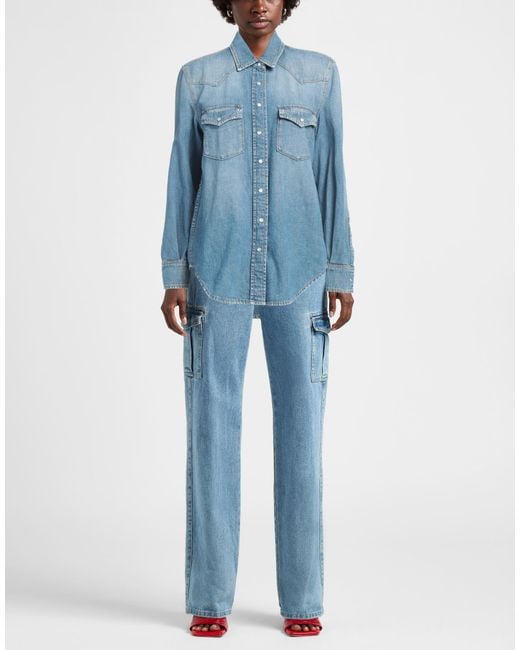 Dondup Blue Denim Shirt Cotton