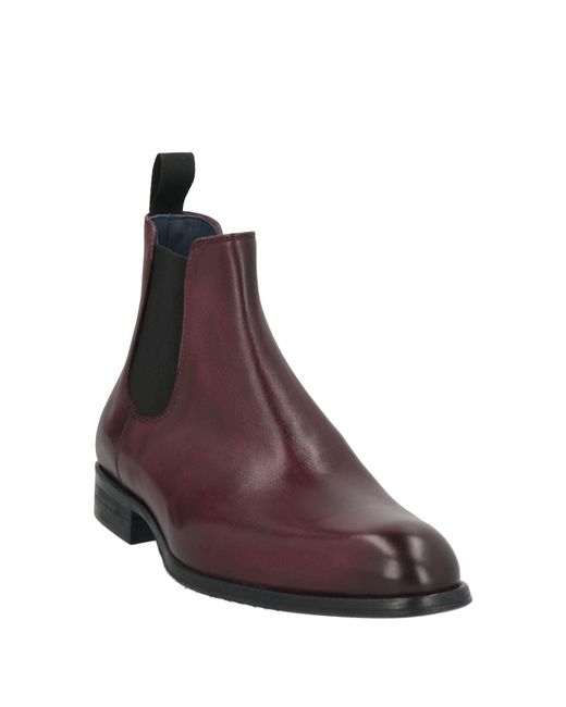 Sutor Mantellassi Purple Burgundy Ankle Boots Leather for men