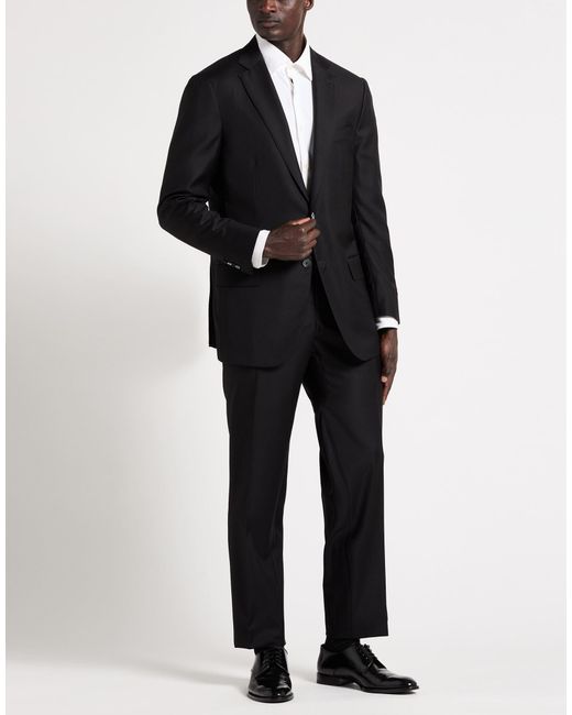 Isaia Black Suit Wool for men